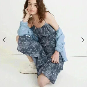 NWT MADEWELL Tie-Back Button-Front Midi Dress in Archival Floral SIZE 0